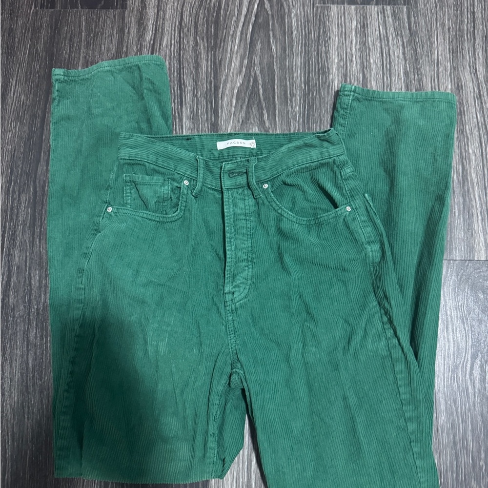 PacSun Women's Green Corduroy Dad Jeans